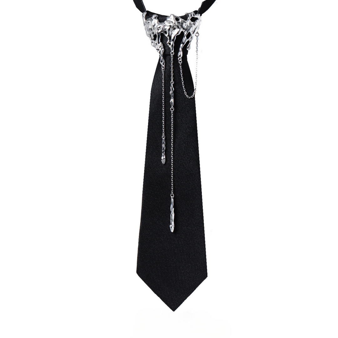 a black tie with chains hanging from it